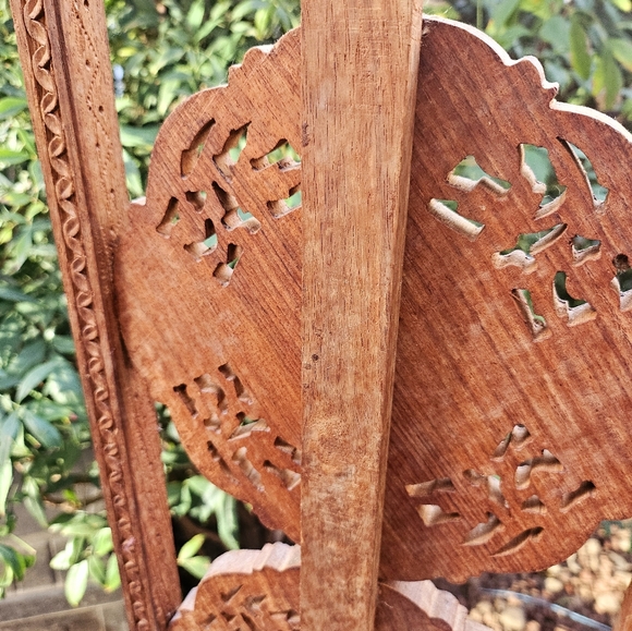 Vintage Hand Carved Wood Inlaid Plate/Cake Shelf Stand From India - Picture 11 of 13